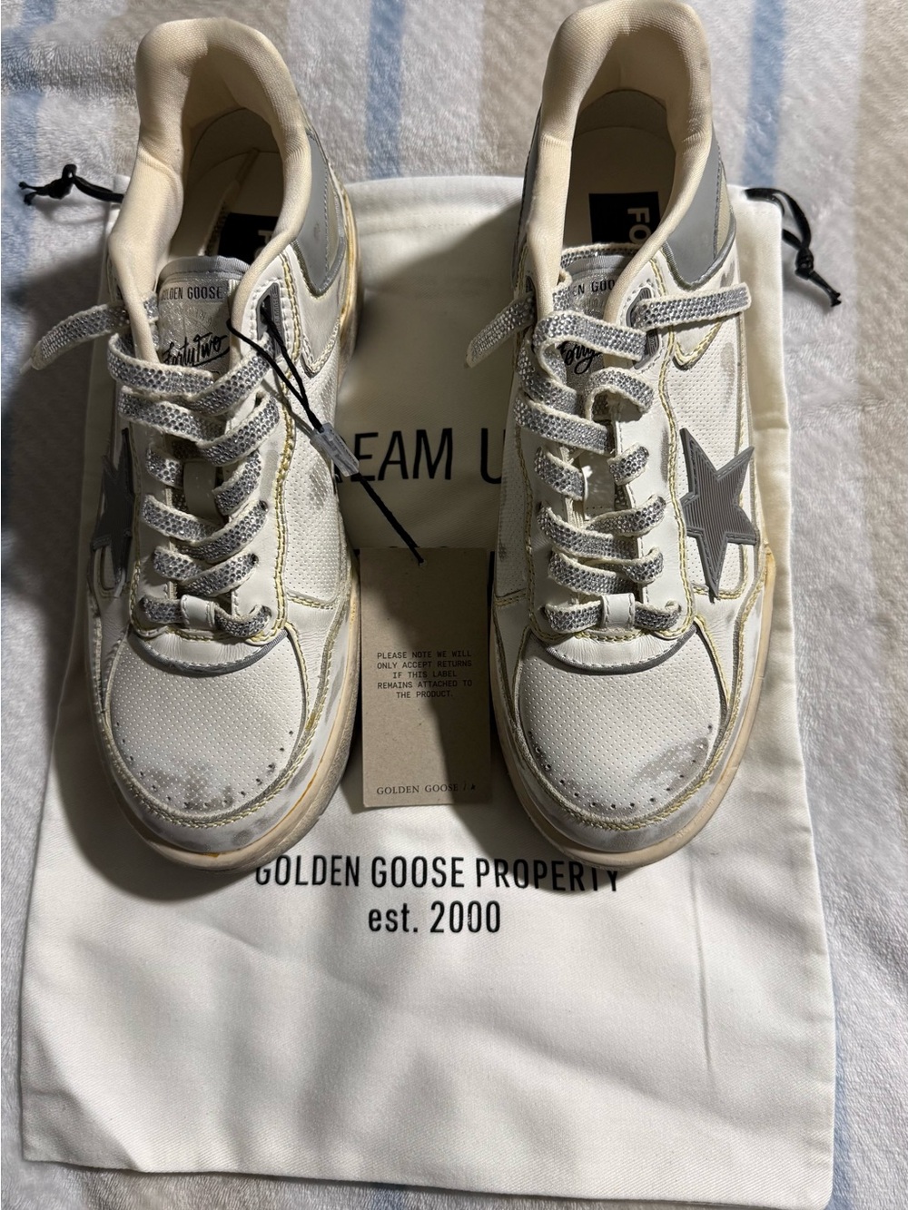 Golden Goose Men’s White and Gray Superstar Low-Top Sneakers